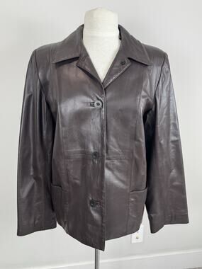 Vintage Vericci Women's Soft Leather Jacket Dark Brown Medium Padded Shoulder